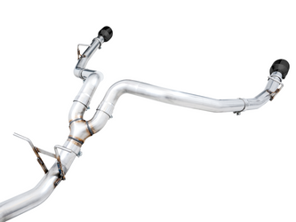 AWE 3015-33006 0FG Dual Rear Exit Catback Exhaust Diamond Black Tips for 19-24 RAM 1500 5.7L VVT HEMI with Bumper Cutouts