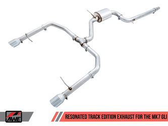 DISCONTINUED AWE Tuning 18-19 Volkswagen Jetta GLI Mk7 Track Exhaust - Chrome Silver Tips (Fits High-Flow DP)