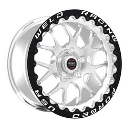 DISCONTINUED WELD Racing S77 RT-S 15x11 6.5" Backspace Polished Rear Beadlock Wheel for 18-23 Demon, Challenger & Charger SRT Hellcat Redeye & Widebody with 15" Brake Conversion - 77MP511W65F