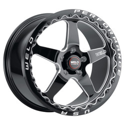 WELD Racing Ventura Beadlock S904 15x10 6.4" Backspace Gloss Black Rear Wheel for 05-23 Challenger, Charger, Magnum & 300C R/T, SRT8, SRT & Hellcat with 15" Brake Conversion - S904B0071P22