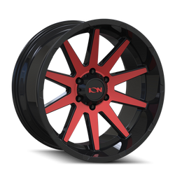 ION 143 18x9 5" Backspace Gloss Black Red Machined Wheel for 19-Current RAM 1500 & TRX - 143-8983BTR