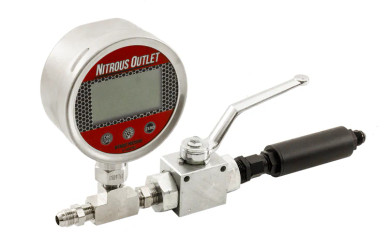 Nitrous Outlet 00-63017-8 -8AN Digital Inline Nitrous Pressure Gauge & Shutoff Valve with filter