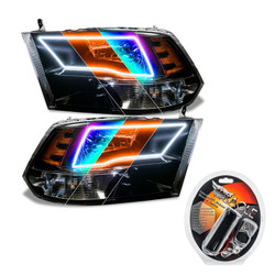 Oracle 8906-330 Pre-Assembled RGB+A ColorSHIFT+ Switchback Halo Headlights Black with RF Controller for 09-18 RAM 1500