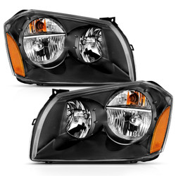 ANZO USA 111425 Crystal Headlights Black for 05-07 Magnum