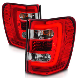 ANZO USA 311396 LED C Bar Tail Lights Chrome Red Clear Lens for 99-04 Jeep Grand Cherokee WJ