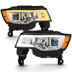 ANZO USA 111419 Projector Switchback LED Plank Style Headlights Chrome for 17-21 Jeep Grand Cherokee 