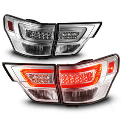 ANZO USA 311441 LED Light Bar Tail Lights Chrome Clear Lens for 11-13 Jeep Grand Cherokee