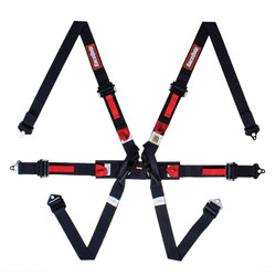 RaceQuip 857007RQP 6 Point Camlock Harness Set Bolt-On Ends FIA 8853-2016 HANS/FHR 2" Pull-Up Lap 2" Shoulders Black