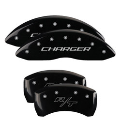 MGP 12001SCHRBK Caliper Covers Red with Black Logo for 06-10 Charger R/T 5.7L HEMI