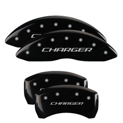 MGP 12181SCHBBK Single Piston Caliper Covers Black with Charger Block Logo for 11-23 Charger 3.6L & 5.7L HEMI