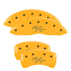 MGP 12181SRTRYL Single Piston Caliper Covers Yellow with RT Vintage Logo for 11-23 Challenger & Charger R/T 5.7L HEMI