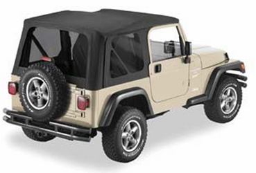 Pavement Ends 51148-35 Replay OEM Replacement Soft Top with Tinted Windows Black Diamond for 97-06 Wrangler TJ