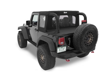 Bestop 07-18 Jeep Wrangler JK 2-Door Halftop Soft Top (Premium Black Twill)