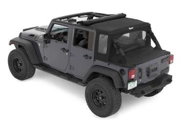 Bestop 07-18 Jeep Wrangler JK 4-Door Halftop Soft Top (Black Diamond)