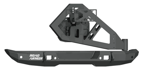Road Armor 5182R1B-TC Stealth Rear Mid Width Bumper with Tire Carrier for 18-26 Jeep Wrangler JL