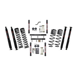Skyjacker TJ401BPBLT 4" Dual Rate Long Travel Coil Spring Lift Kit with Standard Lower Control Arms with Black MAX Shocks for 97-02 Jeep Wrangler TJ