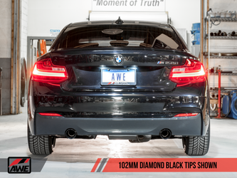 DISCONTINUED AWE Tuning BMW F22 M235i / M240i Touring Edition Axle-Back Exhaust - Diamond Black Tips (90mm)