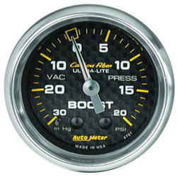 AutoMeter Carbon Fiber 52mm 20 PSI Mechanical Boost Gauge - 4701