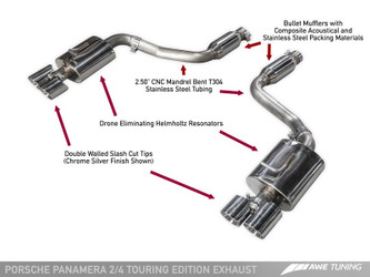 DISCONTINUED AWE Tuning Panamera 2/4 Touring Edition Exhaust (2011-2013) - w/Chrome Silver Tips