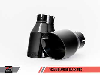 DISCONTINUED AWE Tuning Audi B9 A4 Track Edition Exhaust Dual Outlet - Diamond Black Tips (Includes DP)