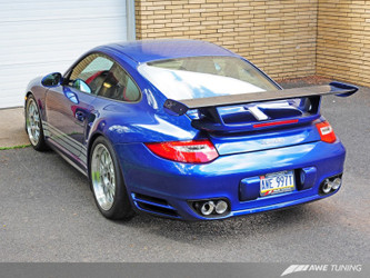 DISCONTINUED AWE Tuning Porsche 997.2TT Performance Exhaust Solution - Polished Silver Quad Tips