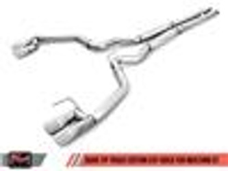 DISCONTINUED AWE Tuning S550 Mustang GT Cat-Back Exhaust - Track Edition - GT350 Valance (Quad Chrome Silver Tip)