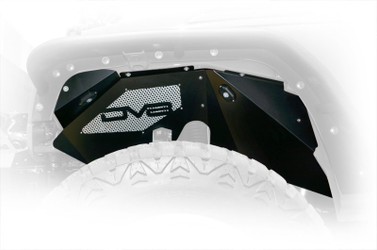 DISCONTINUED DV8 Offroad 07-18 Jeep Wrangler JK Front Aluminum Inner Fender w/ Rock Lights - Black