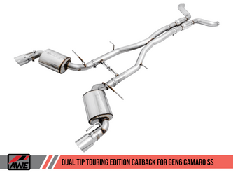 DISCONTINUED AWE Tuning 16-19 Chevy Camaro SS Non-Resonated Cat-Back Exhaust -Touring Edition (Chrome Silver Tip)