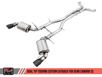DISCONTINUED AWE Tuning 16-19 Chevy Camaro SS Resonated Cat-Back Exhaust - Touring Edition (Diamond Black Tips)