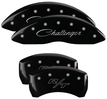 MGP 12181SCLRBK Single Piston Caliper Covers Black with Logo for 11-23 Challenger R/T 5.7L HEMI