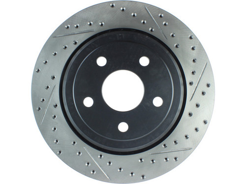 StopTech 127.58005L Ultra-Premium Sport Cross-Drilled & Slotted Left Rear 330mm Solid Disc Brake Rotor for 11-20 Jeep Grand Cherokee, Durango 3.6L & 5.7L HEMI