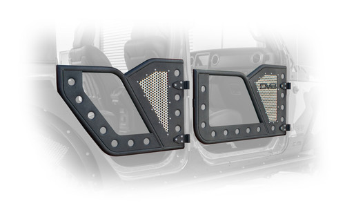 DISCONTINUED DV8 Offroad Jeep 18+ Wrangler JL / 20+ Gladiator JT Rear Rock Doors w/ Perforated Aluminum Mesh