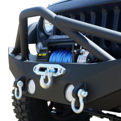 DISCONTINUED DV8 Offroad 07-18 Jeep Wrangler JK/JL FS-12 Mid Length Steel Front Bumper w/ Fog Lights