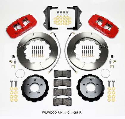 Wilwood 140-14067-R AERO6 Front Big Brake Kit Slotted Rotors Red Calipers for 12-23 Challenger, Charger & 11-23 300 3.6/5.7L RWD
