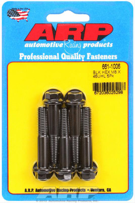 ARP 661-1006 M8 x 1.25 x 45 Hex Head Black Oxide Bolts Set of 5
