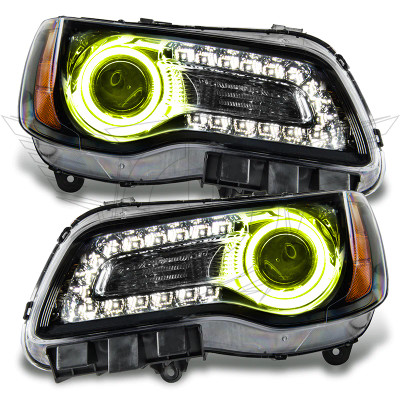 Oracle 7729-006 Pre-Assembled Halo Headlights Black Non-HID Yellow for 11-14 Chrysler 300C