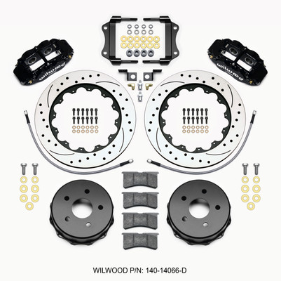 Wilwood 140-14066-D Superlite 4R Rear Big Brake Kit 14" Drilled Rotors Black Calipers for 07-18 Jeep Wrangler JK