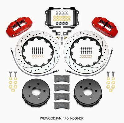 Wilwood 140-14066-DR Superlite 4R Rear Big Brake Kit 14" Drilled Rotors Red Calipers for 07-18 Jeep Wrangler JK