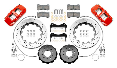 Wilwood 140-15892-DR AERO6 Front Big Brake Kit 14" Drilled & Slotted Rotors Red Calipers for 18-24 Jeep Wrangler JL & 20-24 Gladiator JT