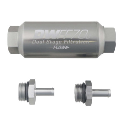 DeatschWerks 8-03-70C-010K-516 5/16" Barb 10 Micron 70mm Compact In-Line Fuel Filter Kit