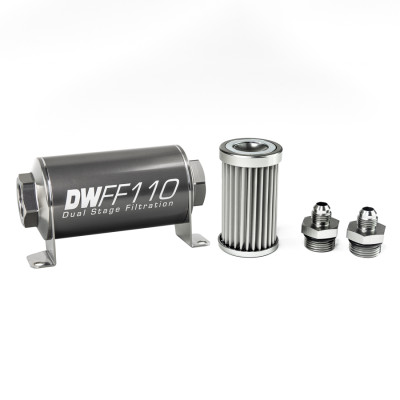 DeatschWerks 8-03-110-005K-6 6AN 5 Micron 110mm Inline Fuel Filter Kit