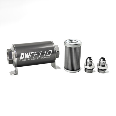 DeatschWerks 8-03-110-040K-8 8AN 40 Micron 110mm Inline Fuel Filter Kit