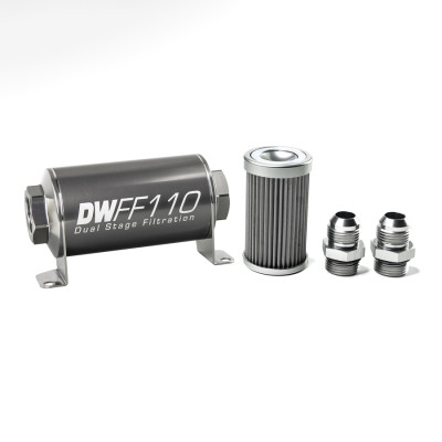 DeatschWerks 8-03-110-040K-10 10AN 40 Micron 110mm Inline Fuel Filter Kit