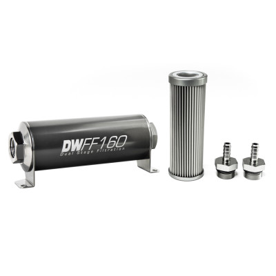 DeatschWerks 8-03-160-010K-516 5/16" Barb 10 Micron 160mm Inline Fuel Filter Kit