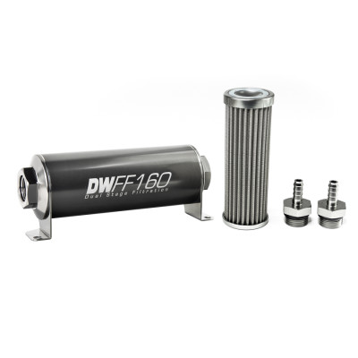 DeatschWerks 8-03-160-100K-516 5/16" Barb 100 Micron 160mm Inline Fuel Filter Kit
