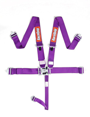 RaceQuip 711051RQP 5 Point Latch & Link Harness Set Bolt-On Ends SFI 16.1 3" Pull-Down Lap 3" Shoulders Purple