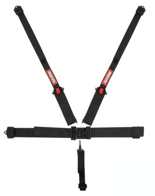 RaceQuip 717007RQP 5 Point Latch & Link Harness Set Bolt-On Ends SFI 16.1 HANS/HNR 3" Pull-Down Lap 3" to 2" Shoulders Black