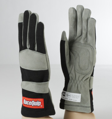 RaceQuip 351002RQP 351 Series Single-Layer Nomex Race Gloves SFI-1 Black Small