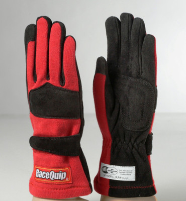 RaceQuip 355012RQP 355 Series Two-Layer Nomex Race Gloves SFI-5 Red Small