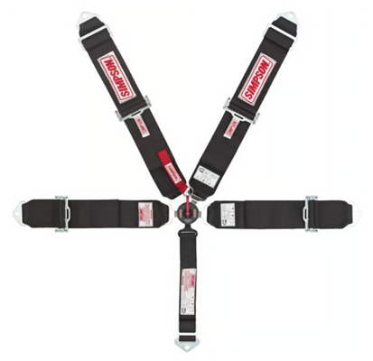 Simpson 29110BKL1X 5 Point Lever 3" Camlock Harness Bolt-On Ends SFI 16.1 Pull Down 55" Black